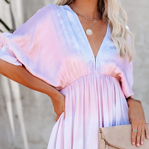 Tie-Dye Babydoll Swing Dress - Picture 2 of 8